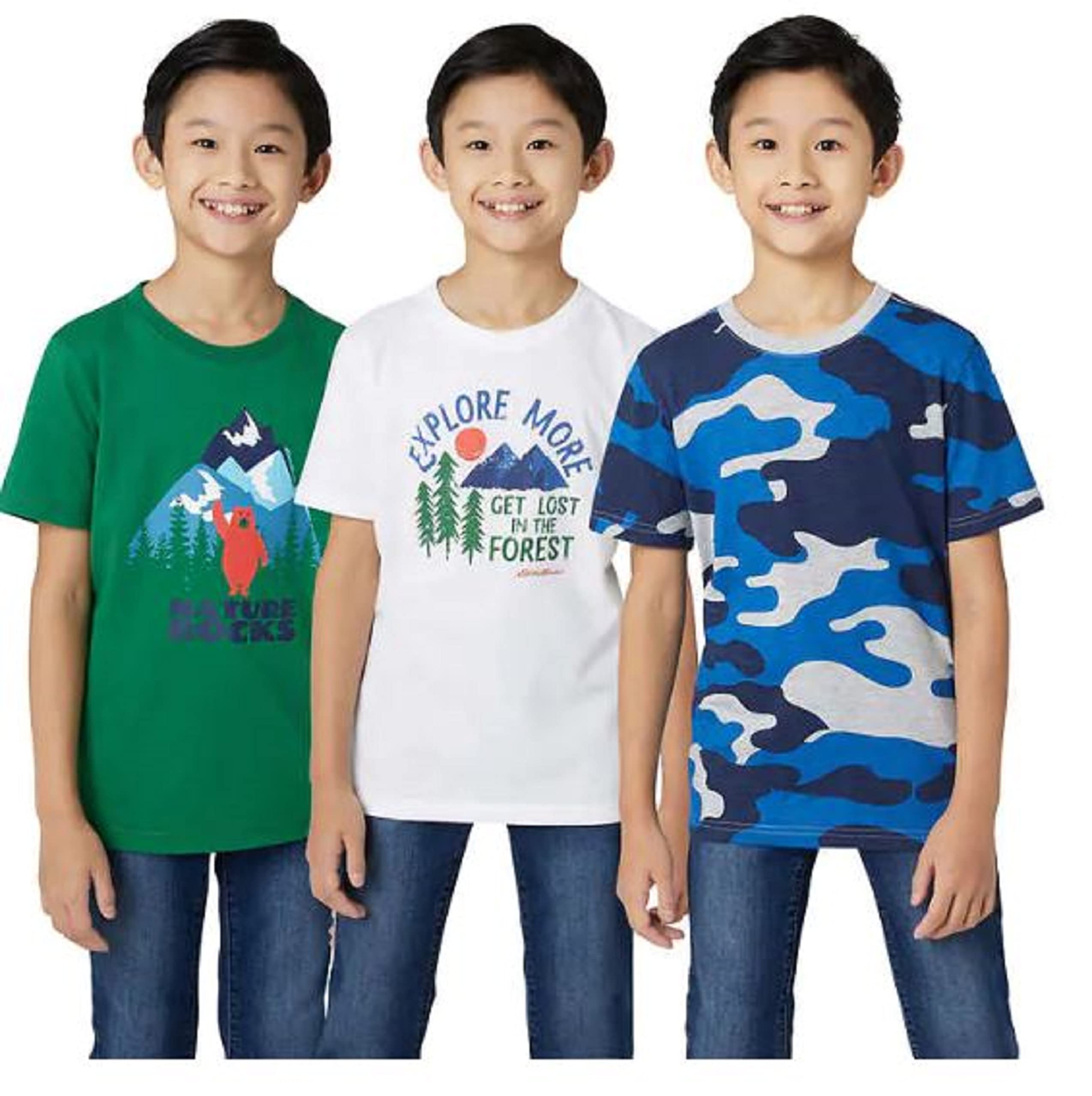 Eddie Bauer Youth Boy's 3 Pack Short Sleeve T-Shirts (as1, Alpha, l, Regular, Regular, Bright White, Large(14/16))