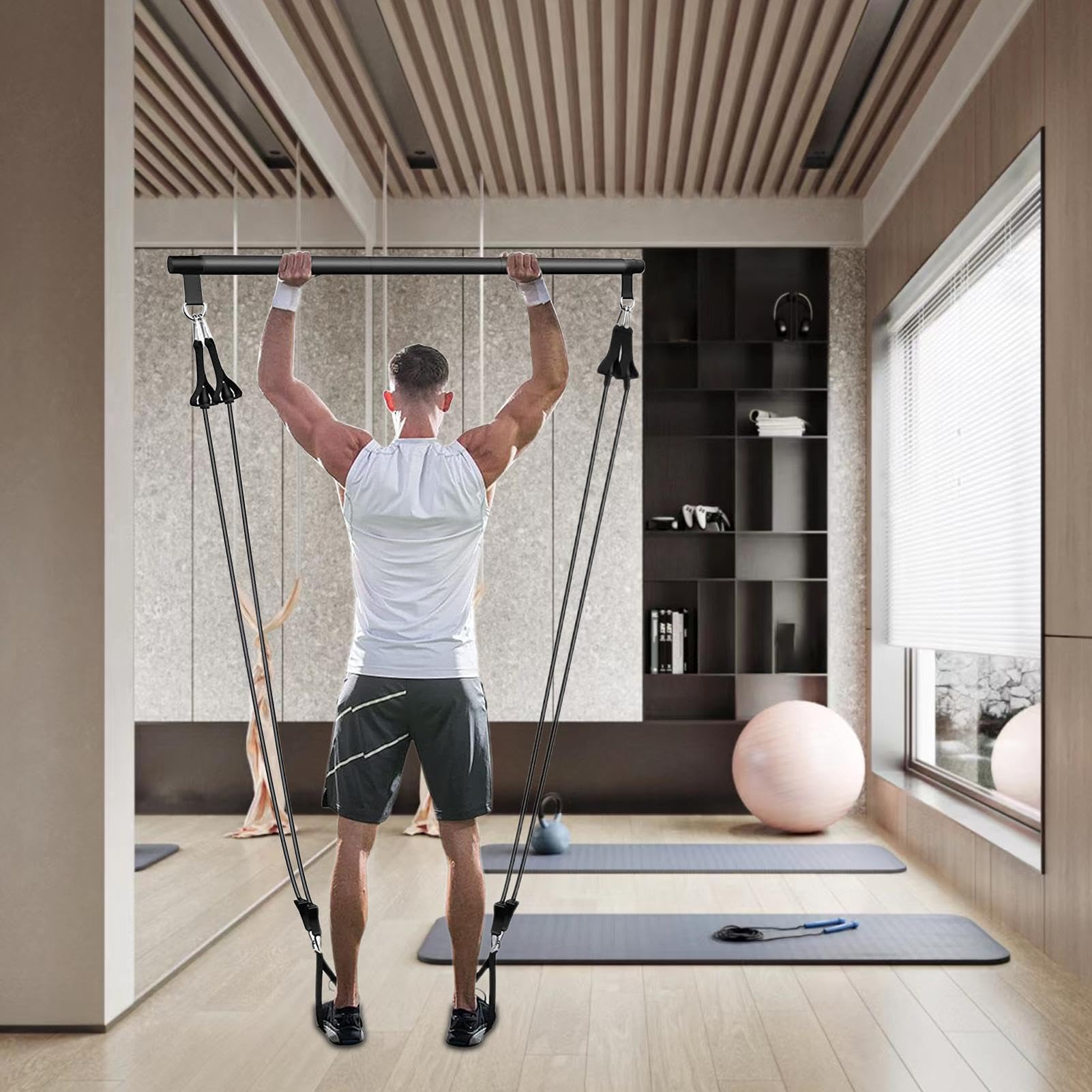 Kit de pilates para el hogar, equipo de mejora de entrenamiento multifuncional ajustable | Entrenamiento de barra de pilates, para fuerza muscular, piernas, glúteos, cadera, cintura, brazos