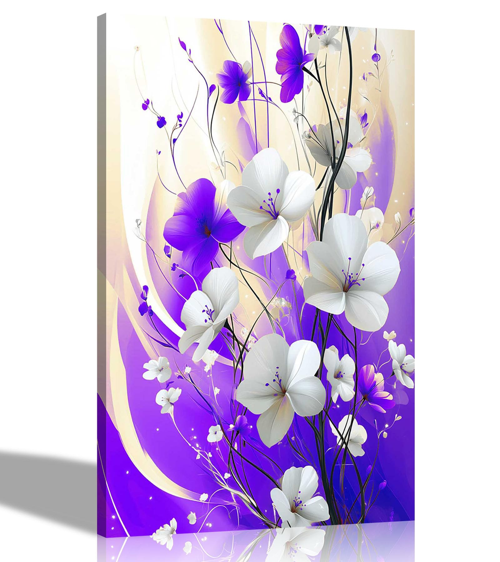 Artley Prints Abstract Flower Purple White - Purple And White Abstract Flowerscanvas Wall Art Modern Framed Prints For Special Occasions Pictures To Hang 30 X 20Cm (12 X 8 Inches) A4