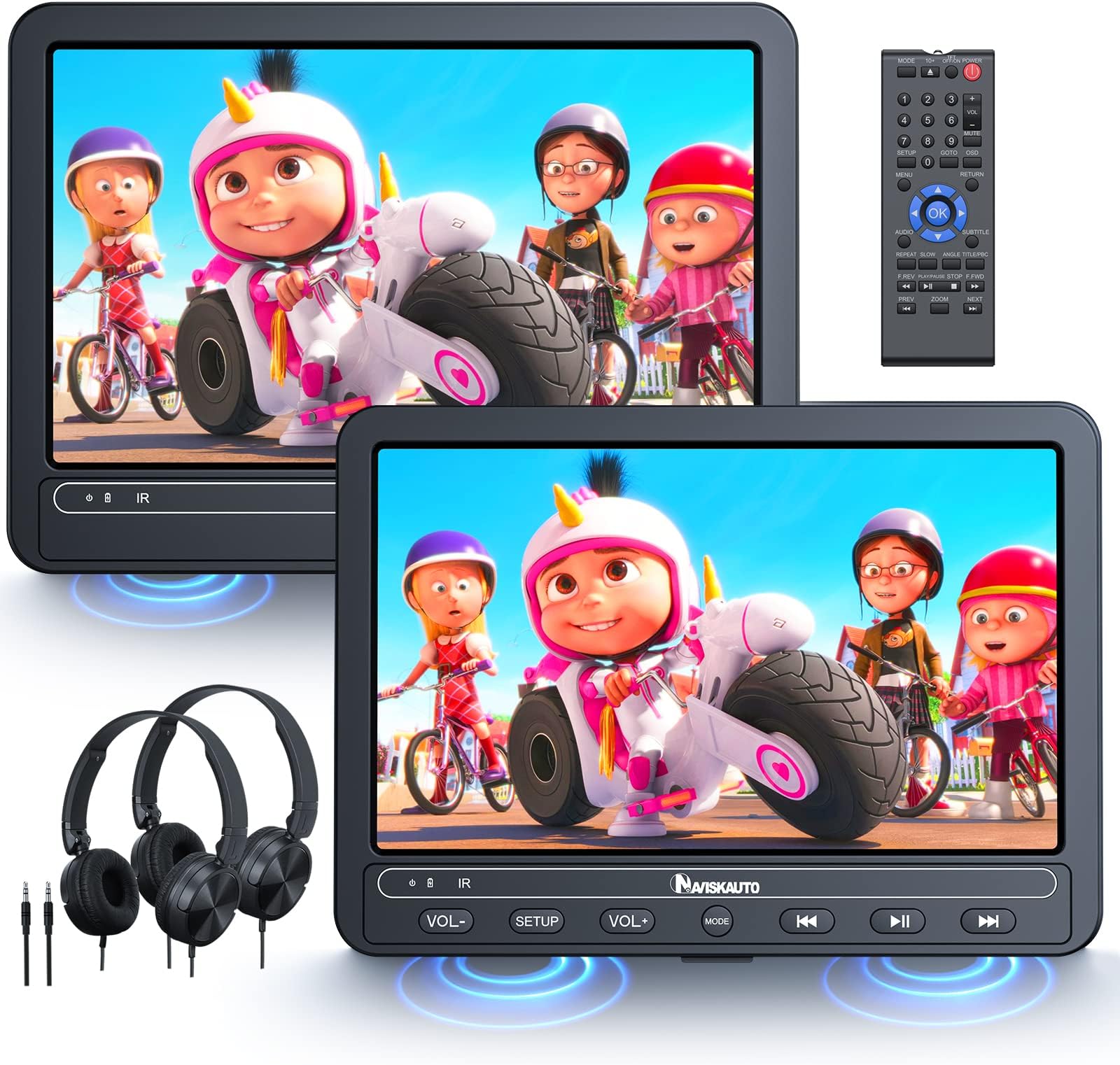 NAVISKAUTO 10,5 Zoll DVD Player Auto 2 Monitore Mit 5000 mAh Akku, Auto Fernseher DVDPlayer 2