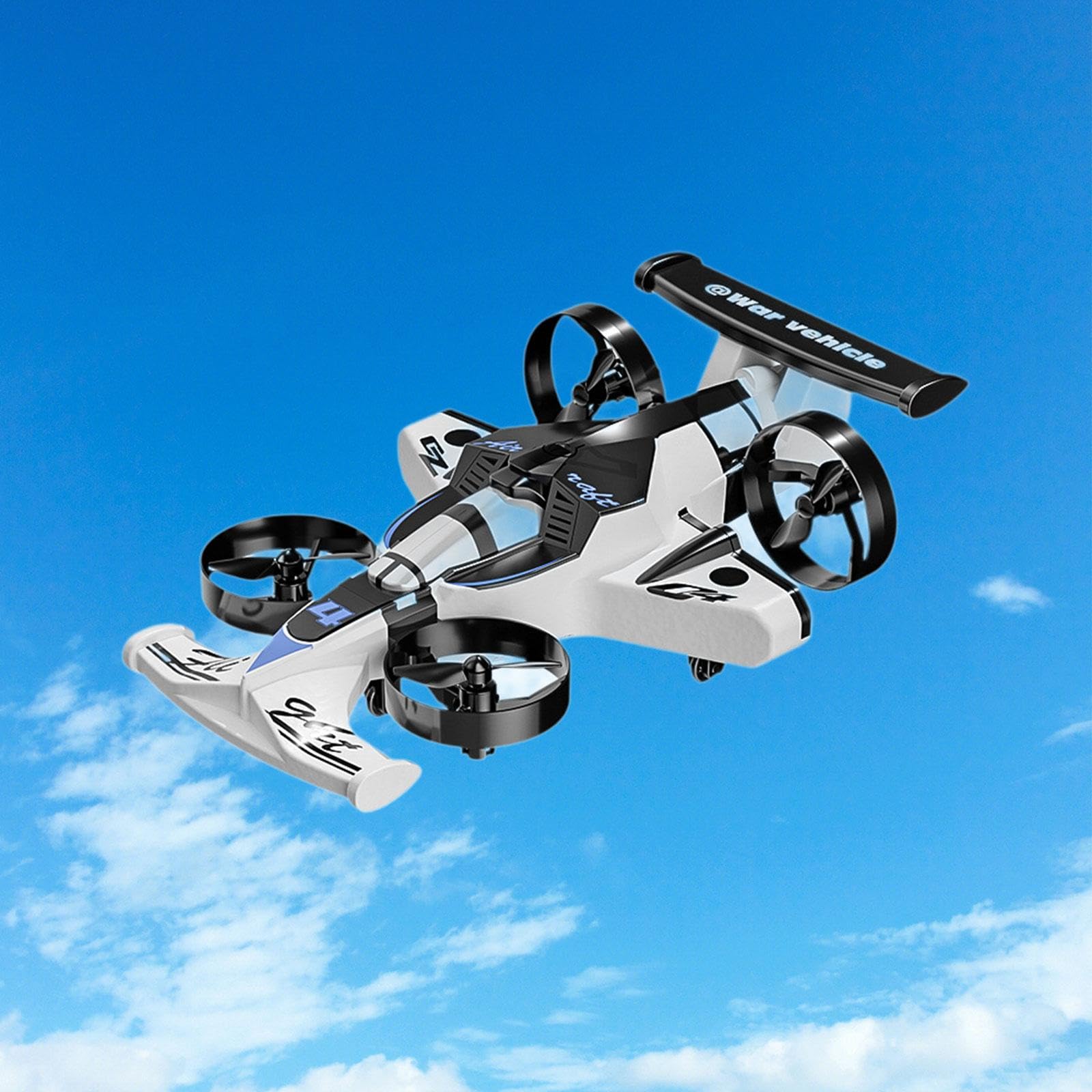 Mini Drone RC 2 in 1 per Auto Giocattolo, con Telecomando, Aeroplano Telecomandato per Ragazzi, Ragazze E, Bianco