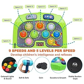 Whack Game Mole for Toddler, Toys for 3-12 Year Old Boys and Girls, Whack Game for Kids,Gifts for 3 4 5 6+ Year Old Boys, Interactive Educational Toys with Sound and Light, PK Mode with 2 Hammers