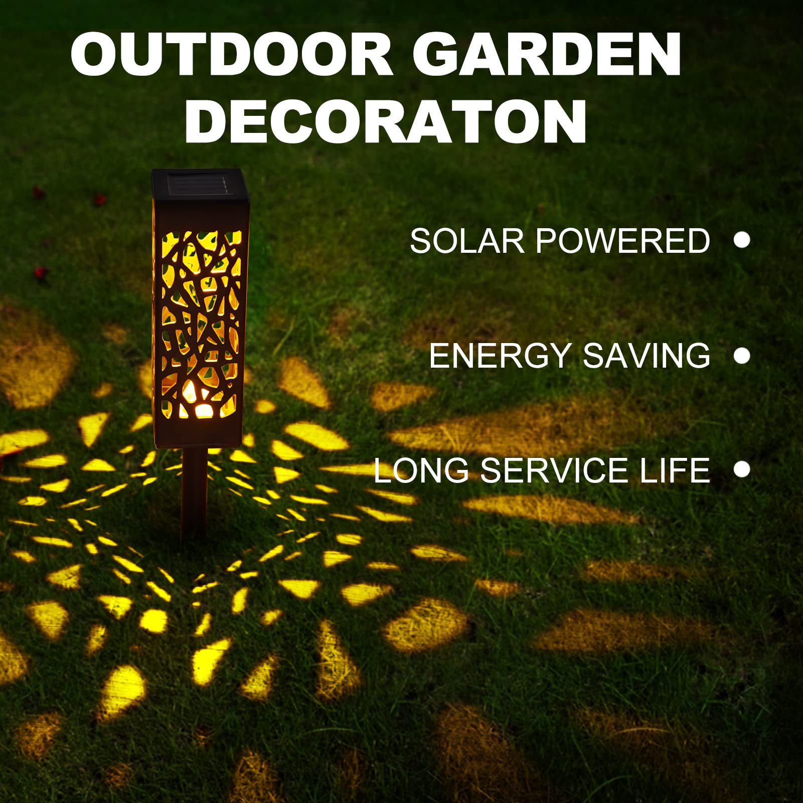 ILLUMINEW 6-Pack Solar Garden Lights - Solar Hollow Square Shaped Lights, Solar Pathway Landscape Lights for Path Patio Backyard Walkway Yard Garden Decorations, Dusk to Dawn Lights, Warm White