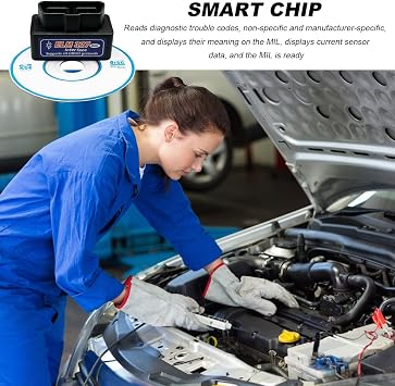 ELM327 OBDII Car Auto Diagnostic Scanner, Professional Mini Bluetooth Scan Tool Engine Fault Code Reader, Wireless Failure Detector Interface Adapter for Most OBD II Vehicles (Black)