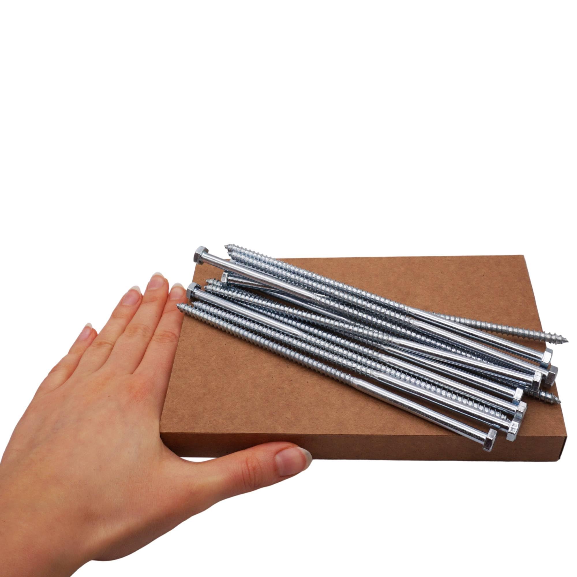 SKIR'CO (12 pcs) Zinc Plated Steel Hexagonal Head Wood Screws M6 x 180 mm, DIN 571 Coach Screws, Hex Screws, Lag Bolts - Image 4