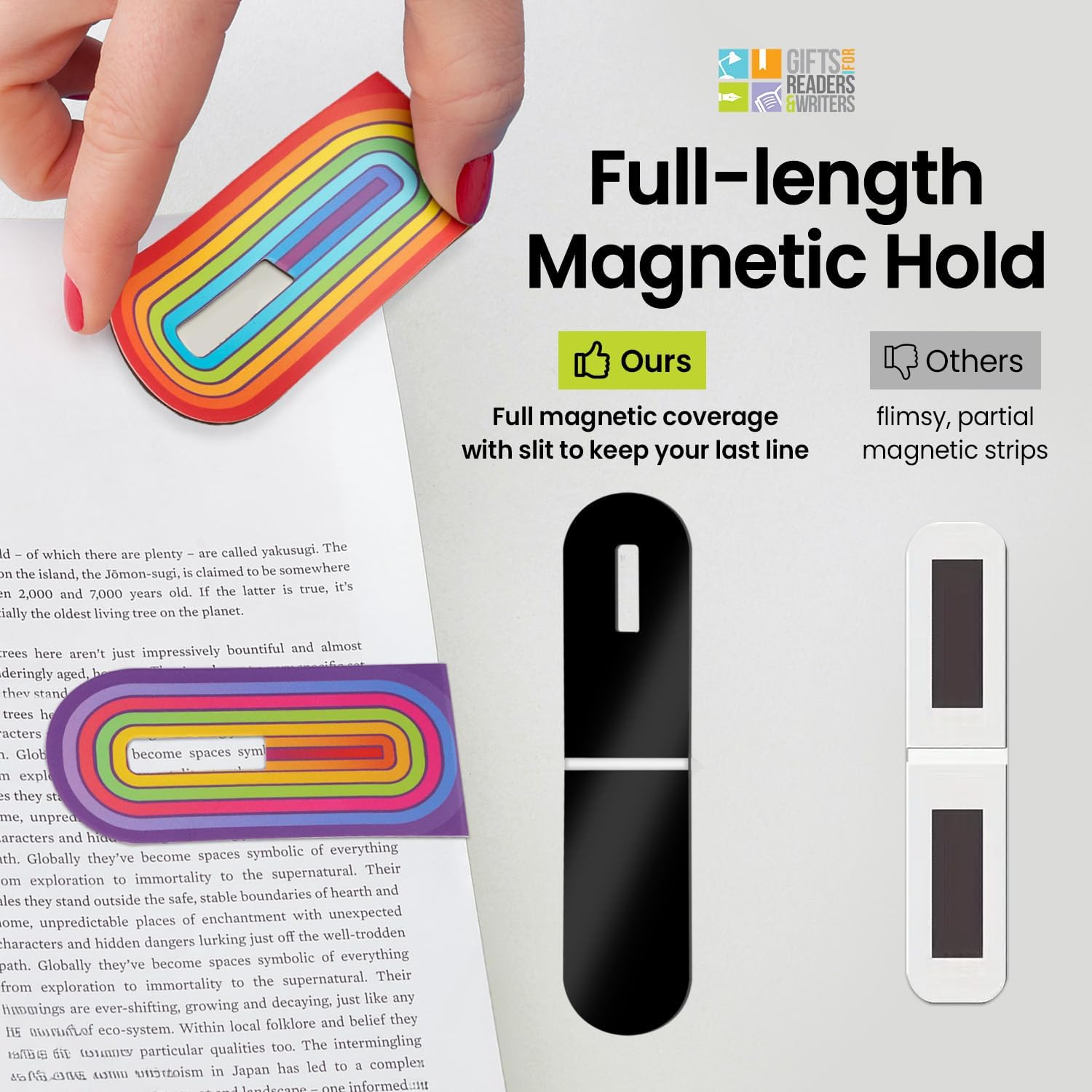 Thinking Gifts Magnetic Linemarker Bookmark for Easy Tracking - Rainbows image 2