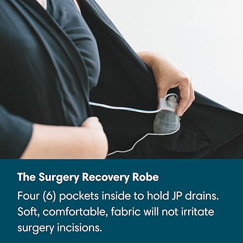 Miniatura 2 de Bata de recuperación, posmastectomía, regalos de cáncer de mama, para mujer, bata de cirugía de mama con bolsillos internos, cambio de imagen de