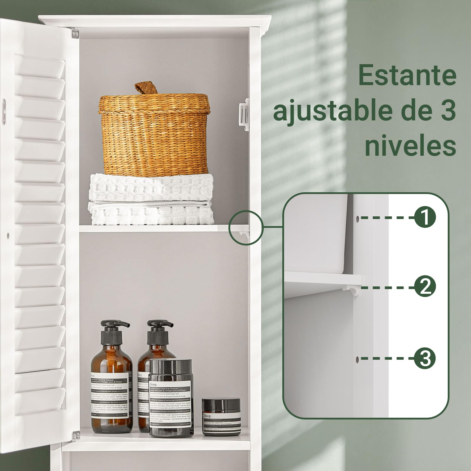 SoBuy Mueble Columna Baño Estrecho Blanco – Armario Alto Auxiliar con 2 Puertas, Cajón y Estante Abierto Mueble de Baño Estrecho para Lavadero Aseo o Espacios Reducidos 32x170x30cm FRG236-W