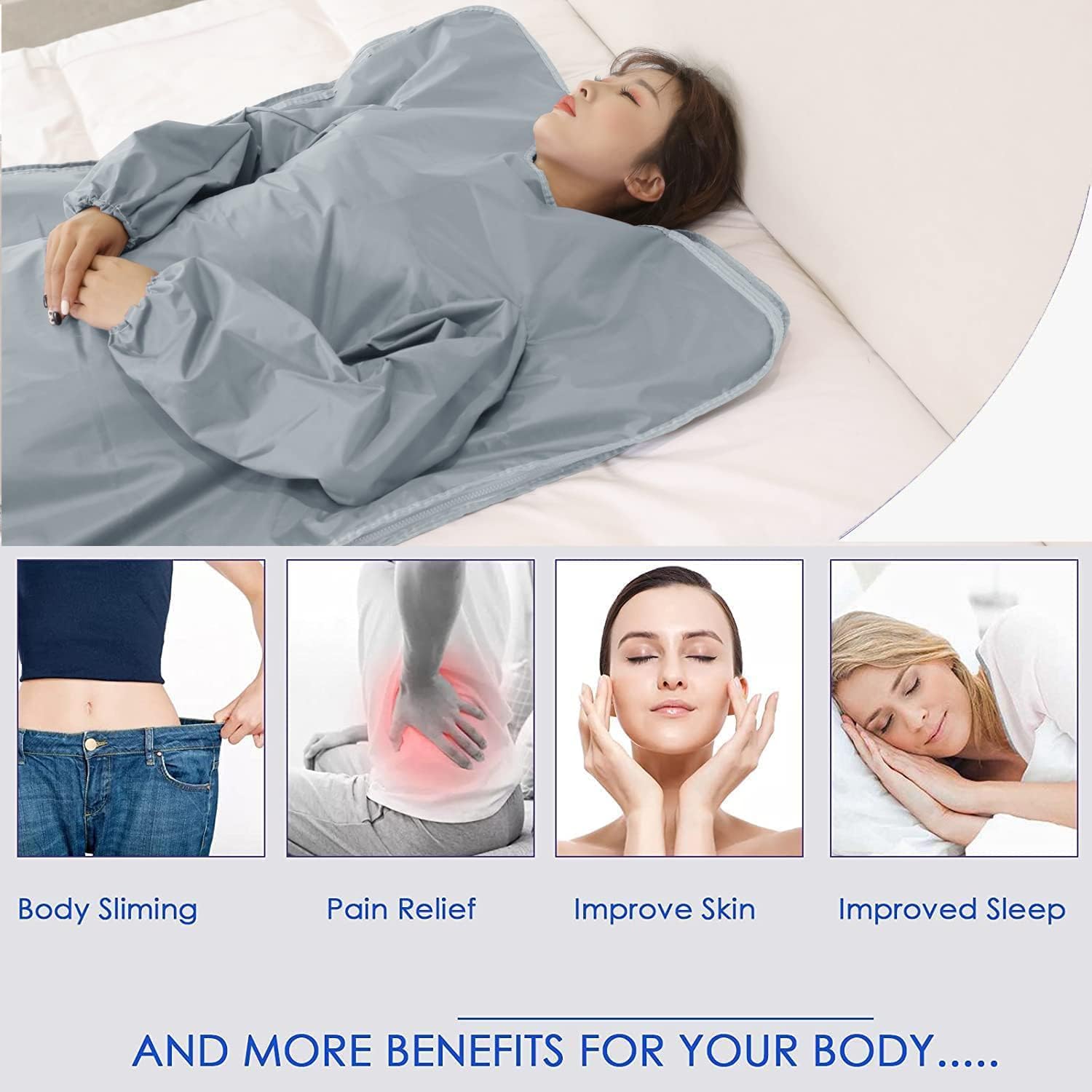 Natural Jades Tourmaline Heating Sleeves Desing Portable Sauna Blanket for Home, Portable Design, Relaxation and Detox Remote Control