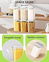 Vista 4 de Ankou Recipiente hermético de almacenamiento de alimentos con tapa y cuchara de 4.4 fl oz, 4 L/4.2 cuartos de galón sin BPA, contenedor de arroz