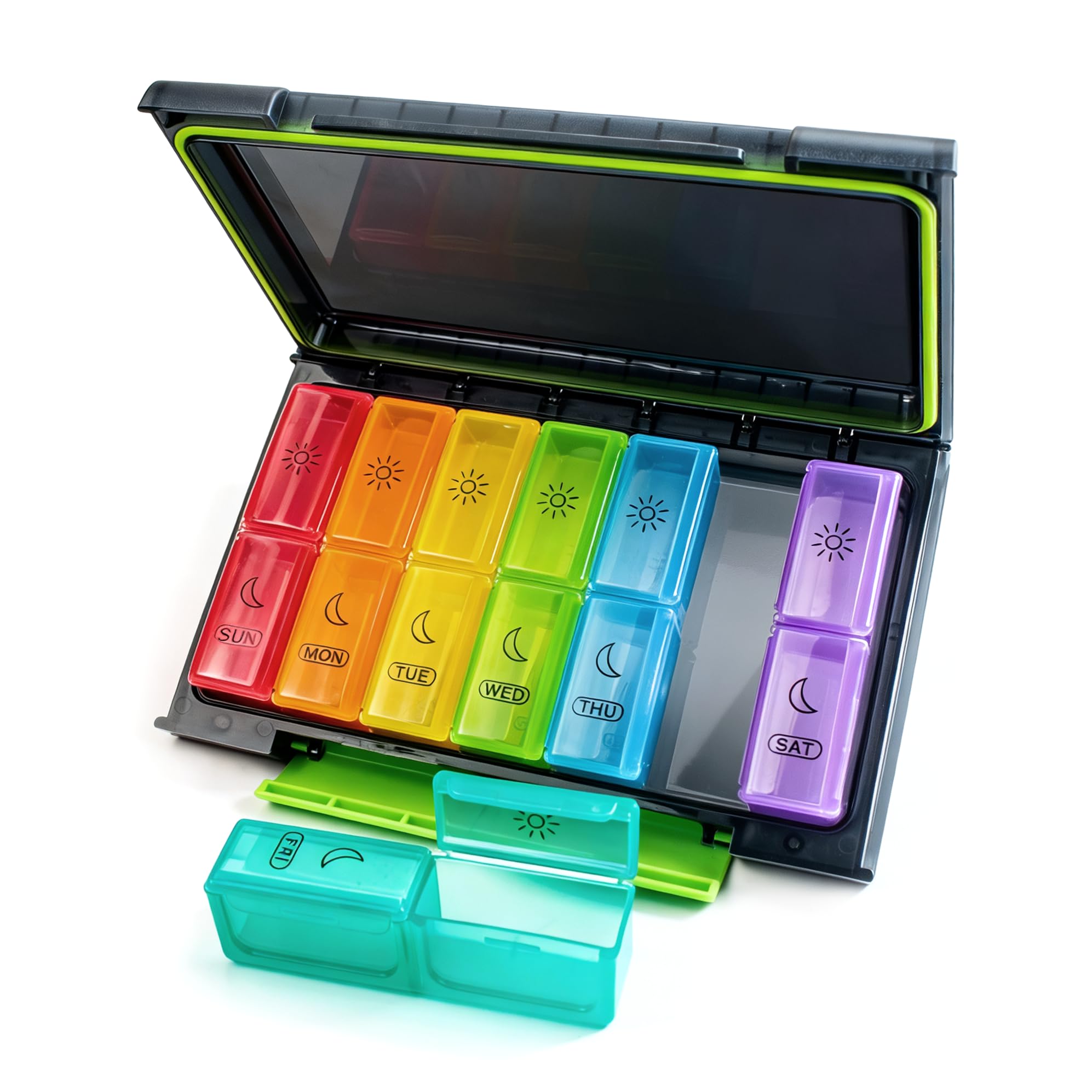 Remtise Weekly Pill Organizer 7 Day Pill Box 2-Times-A-Day Portable for Travel with Moisture-Proof Design Am Pm Pill