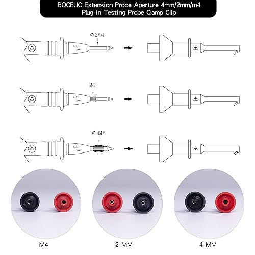 Miniatura 3 de Pinza de gancho de prueba micro para sonda de prueba de enchufe de 0.157 in, mini pinzas de prueba de multímetro, conexión de conversión para punta