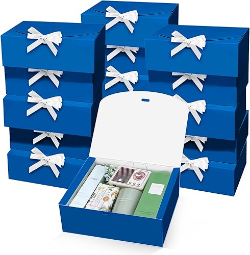 Miniatura 12 de PEKGRIL 15 cajas de regalo con tapas, cajas de regalo rosas de 10 x 8 x 4 pulgadas, caja de propuesta de dama de honor con cinta, cajas de papel