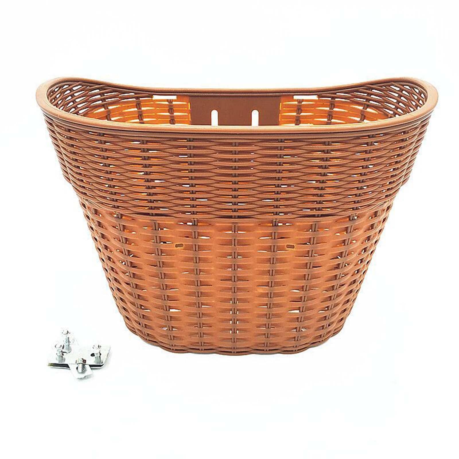 Bike Basket Front Removable Easy to Install Imitation Rattan Bicycle Basket Handlebar Basket Bike Accessories for Most Adult Bikes, Style A Brown