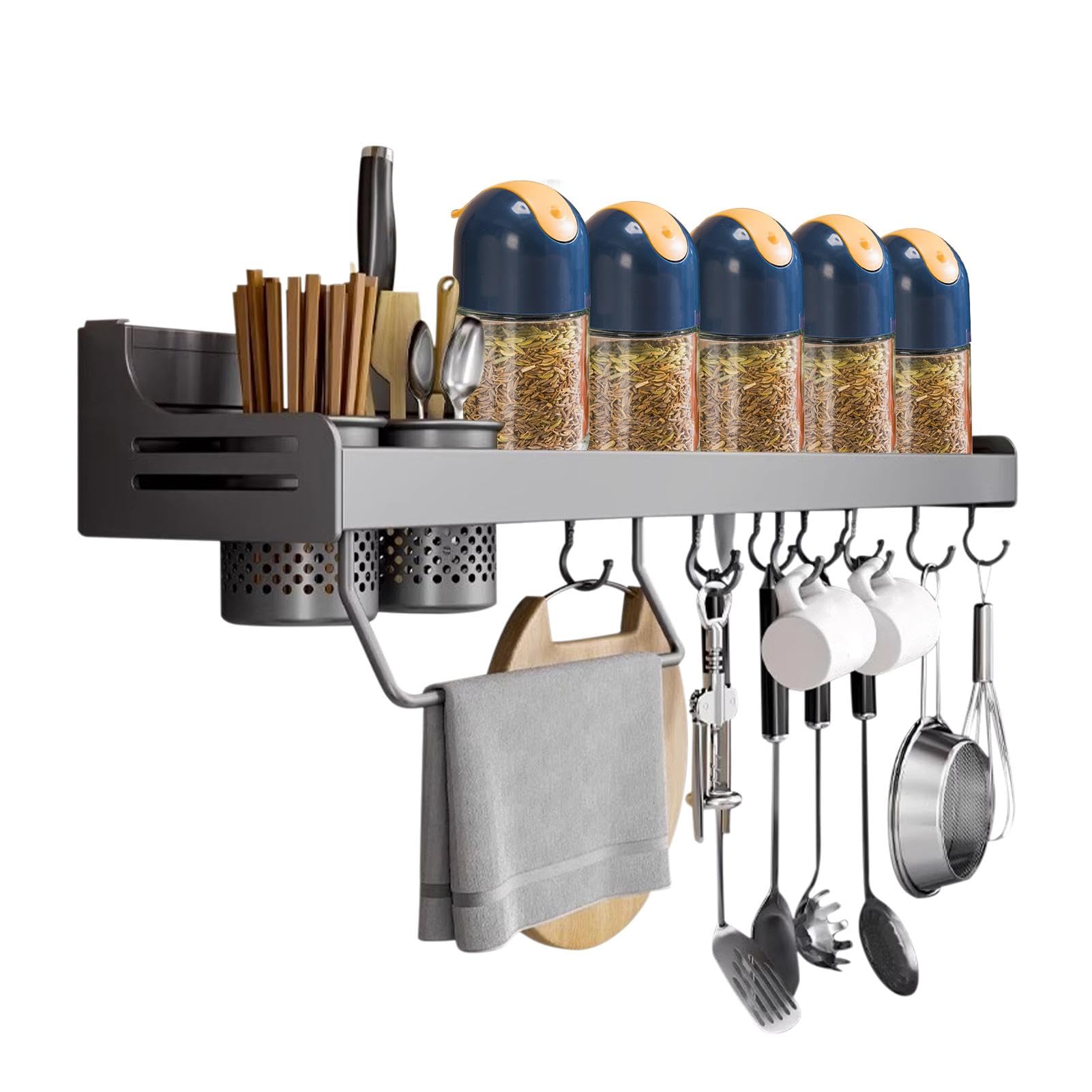 WDSOPK Seasonal Kitchen Shelves Wall Spice Condiment Display Rack Space-Saving Storage for Spices and Seasonings Perfect for Home and Kitchen Decor