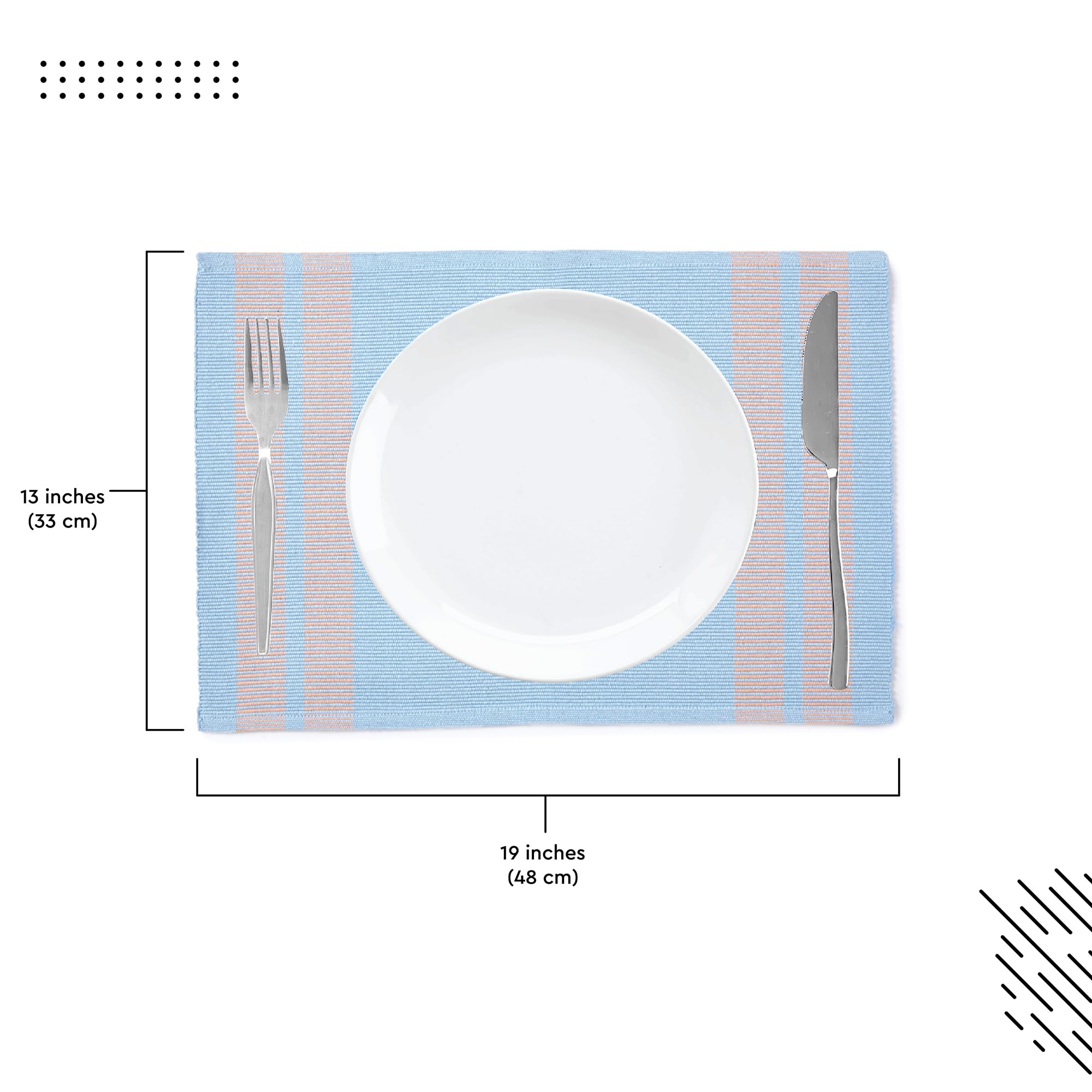Encasa XO Dining Placemat Set of 6, Ladder Blue, 46x32 cm (Set of 6) - Image 3