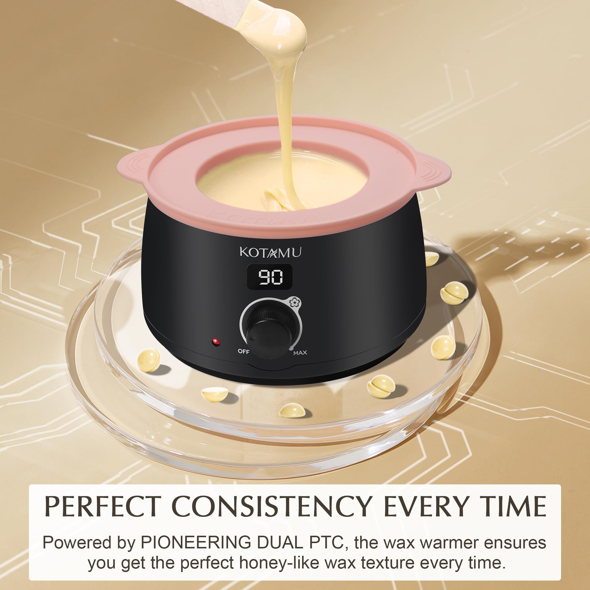 KOTAMU Professionelles Digitales Wachswärmer Set mit Silikonschale 400g Wax Haarentfernungsmaschine