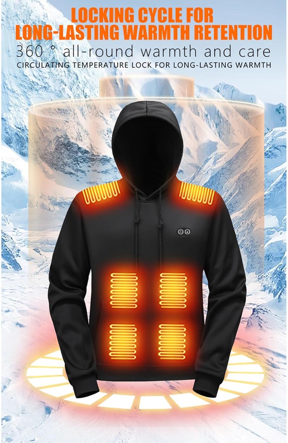 Heated Hoodie for Men Winter Warm 29 Heating Zone Pullover Hoodies Heated Jacket Zip Up Sweatshirt Hooded Sweatshirt - Image 8