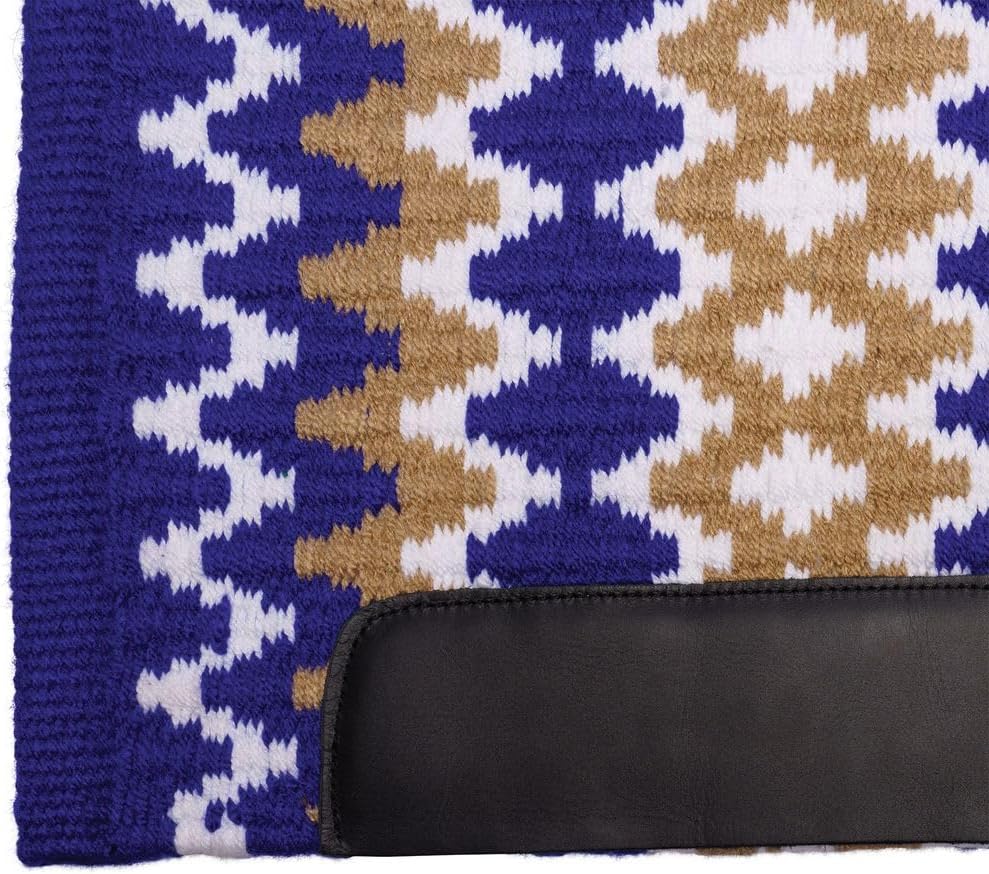 Schneiders Tiffany Western Show Saddle Blanket for Horses | Premium New Zealand Wool | Bold Show Colors | Durable Leather Wear Guards | Size 34" x 40"