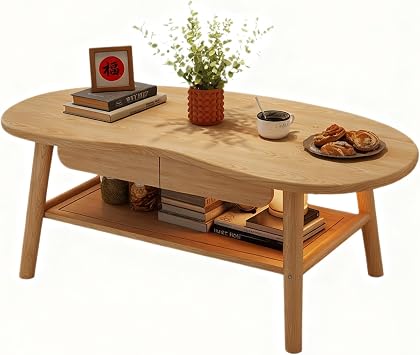 Modern coffee tables for living room tables, farmhouse coffee table with storage drawers, Solid Wood desktop, Center Table for Living RoomBrass