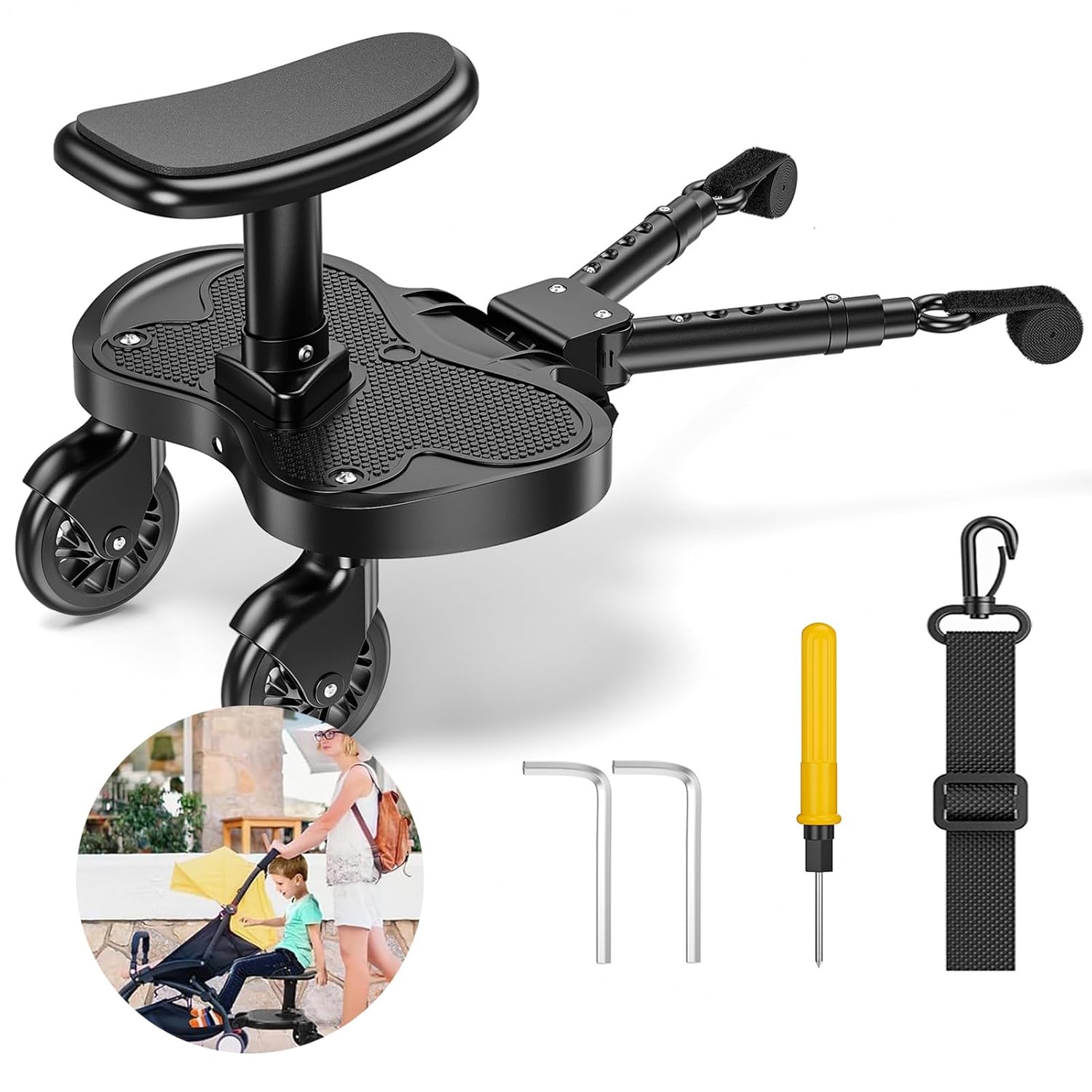 Stroller Board – Standing pletform, Detachable Rider | Portable Toddler Glider Attachment for Picnic Park Garden Walking Trail Driveway Running Farm Event Family Outing Outdoor Baby Support
