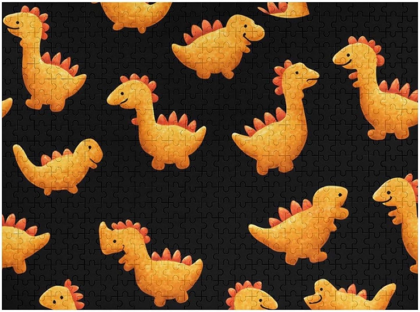 Dinosaur Chicken Nuggets Puzzles for Adults 500 PCS Wooden Jigsaw Puzzle Wall Decor Christmas