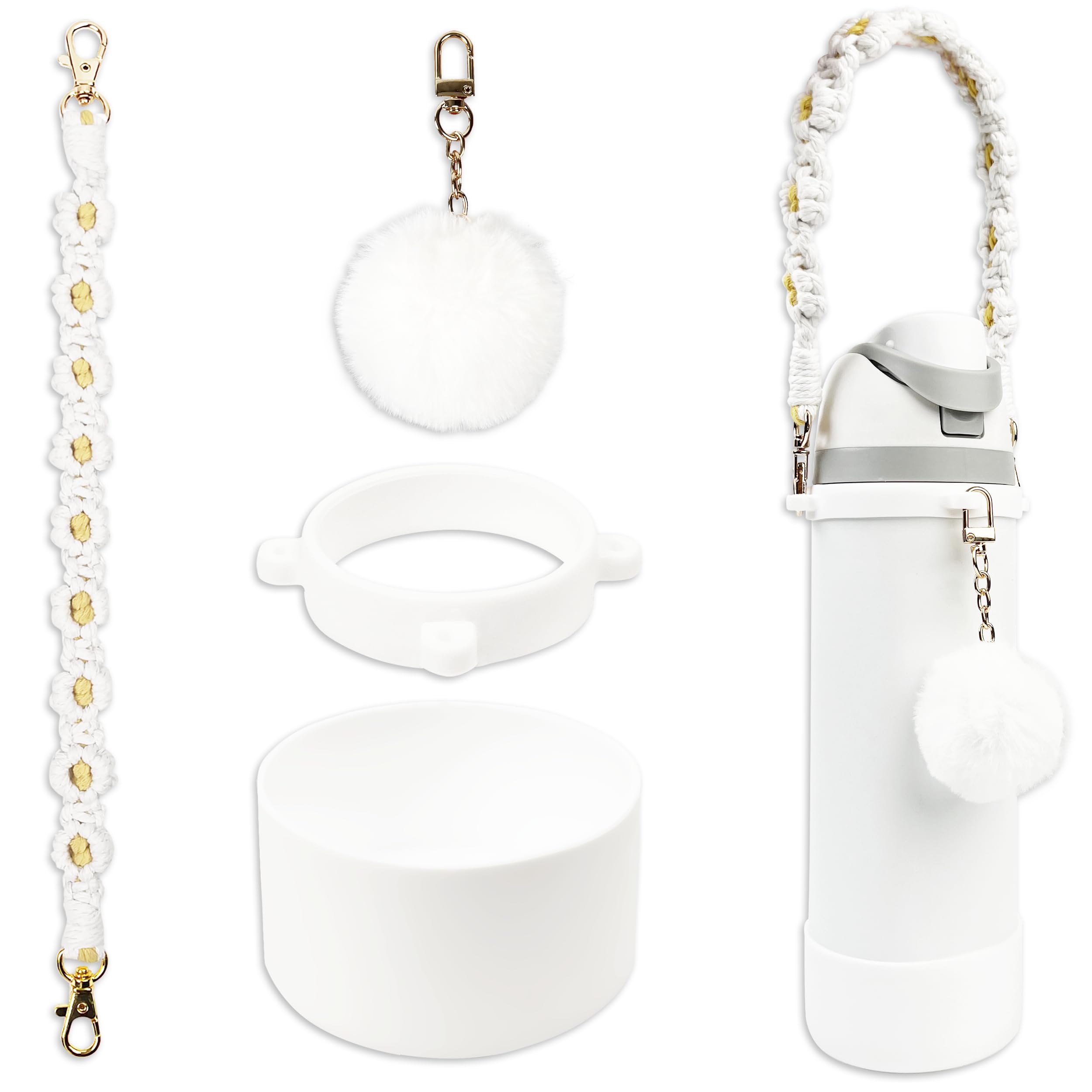 Silicone Boot Set for Owala Water Bottle 24 oz, 32 oz, 40 oz - Includes Cartoon Charm & Water Bottle Handle Strap, Perfect Owala Accessories, Fits