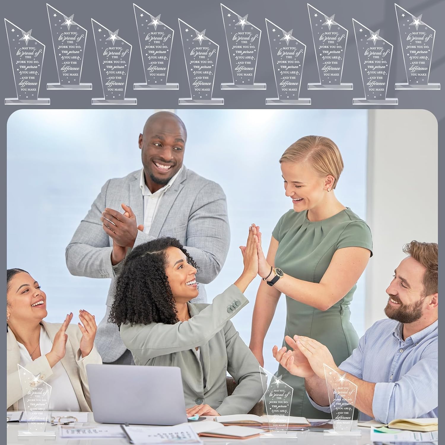 10Pcs Employee Appreciation Awards Gifts Inspirational Thank You Acrylic Trophy for Coworker May You Be Proud of The Work You Do Prizes Giftsfor Adults Employee Party Office Decorations