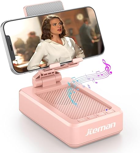 Miniatura 14 de Soporte para teléfono celular con altavoz Bluetooth inalámbrico y base antideslizante, sonido envolvente HD, perfecto para el hogar y al aire libre