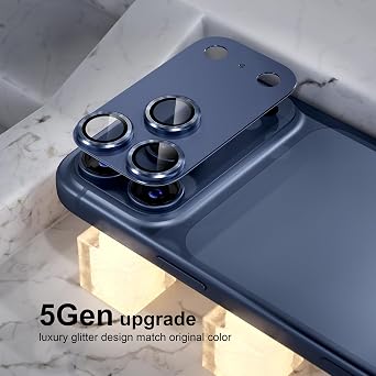 Choiche iPhone 17 Pro Max Kamera Lens Koruyucusu ile Uyumlu, 9H Temperli Cam Lensli Güçlü Adsorpsiyon Kamera Kapağı Ekran Koruyucu Metal Halka Dekorasyon Aksesuarları 6,9 inç (Mavi)
