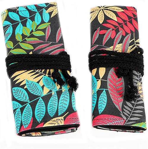 Miniatura 4 de Estuche para lápices con impresión colorida, portátil, de viaje, organizador de almacenamiento de lápices de lona enrollable para artistas y