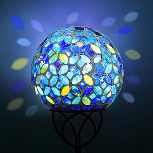Miniatura 5 de VCUTEKA Luces solares para exteriores, decoración de jardín, mosaico, luces solares de jardín, bola de vidrio impermeable, luz LED de estaca para
