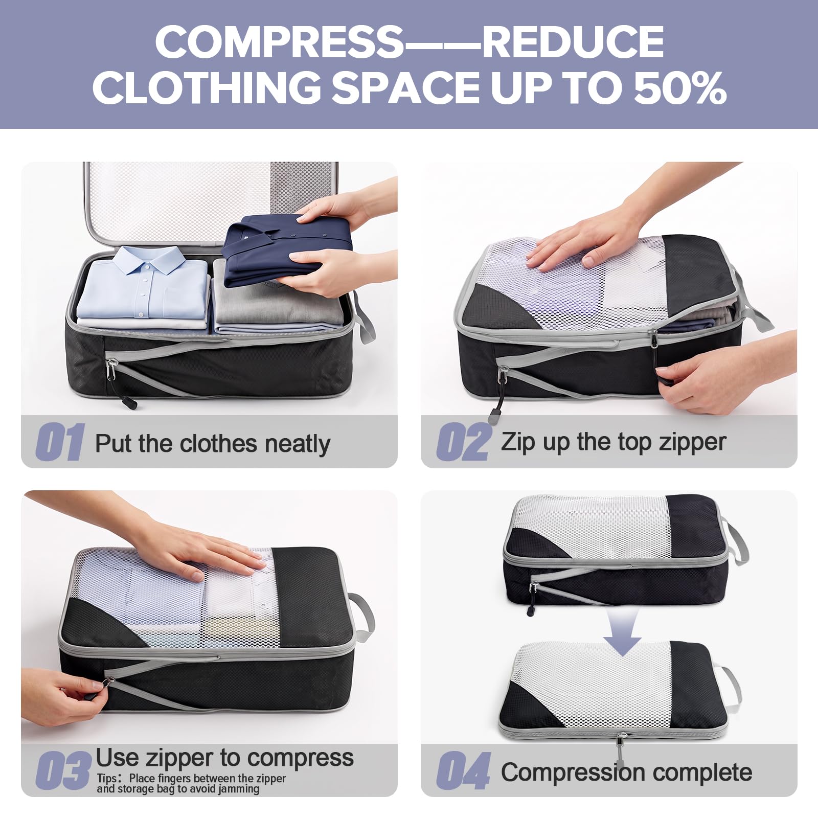 Sutinban 7er-Set Kompressions-Verpackungswürfel für Reisen