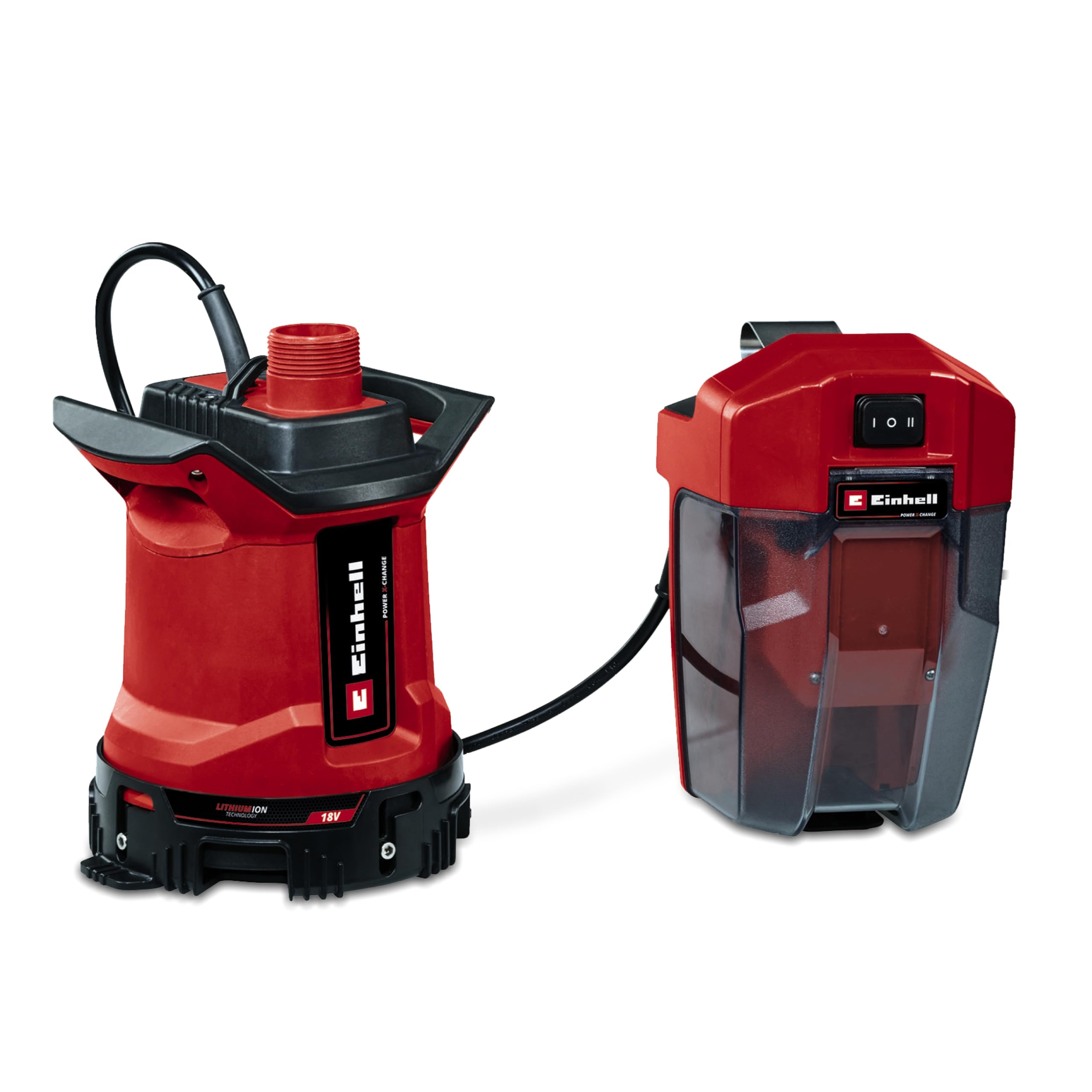Einhell Pompe pour eaux chargées sans fil GE-DP 18/25 LL Li-Solo PXC (18 V, débit de 7 000 L/h, aspiration à plat, hauteur de pompage de 5 m, 2 modes de puissance, vendue sans batterie)