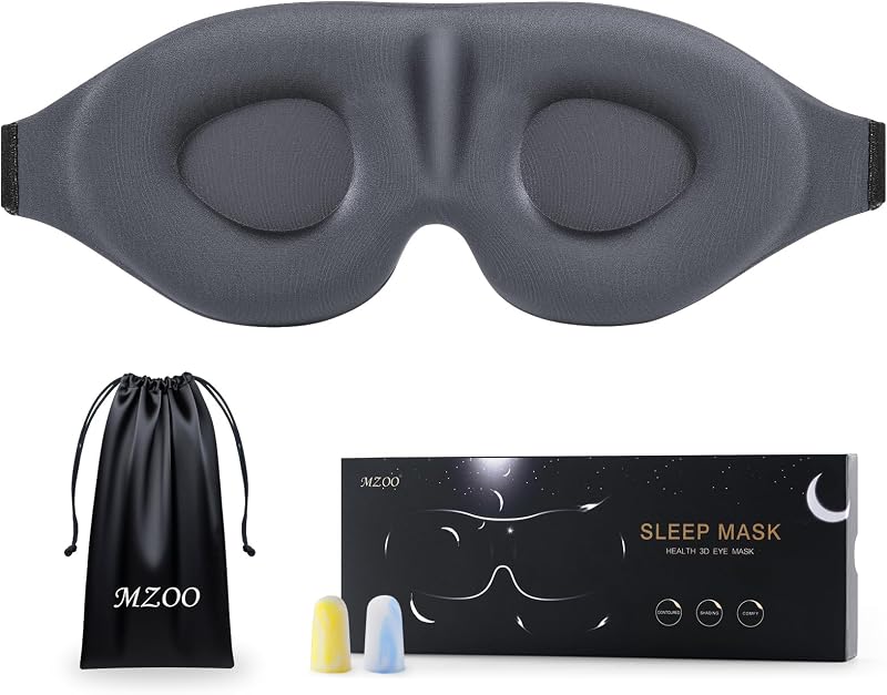 Antifaz para dormir de lujo para mujeres y hombres, diseño patentado de bloqueo de luz | Zero Eye Pressure, Antifaz para dormir contorneado 3D para dormir de lado, transpirable, ajustable, para viajes, gris