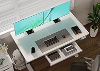 Vista 2 de Claiks Standing Desk with Drawers, 48x24 Inch Electric Stand Up Desk, White Adjustable Height Sit Stand Computer Workstation, White Blanco