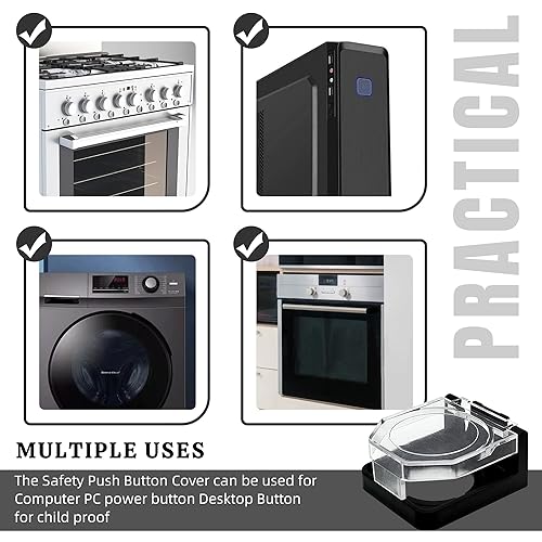 Miniatura 4 de 2 fundas para interruptor de botón de encendido con grifo adhesivo de doble cara, cubierta de botón de seguridad a prueba de polvo de 0.866