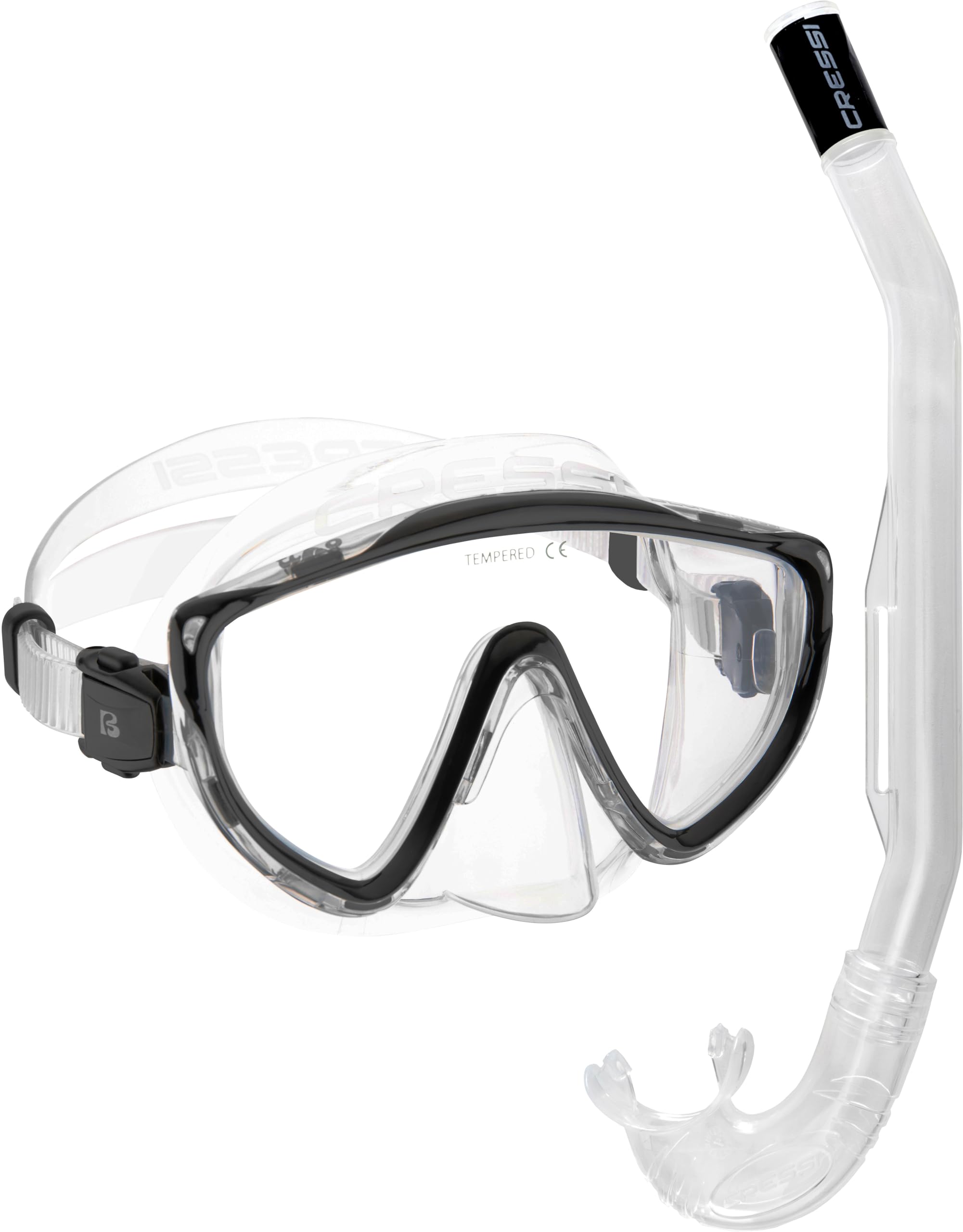 Cressi Tino + Island 2.0 Combo Clear/Black - Snorkelling Adults Combo Set Tino Mask and Island 2.0 Snorkel, One Size