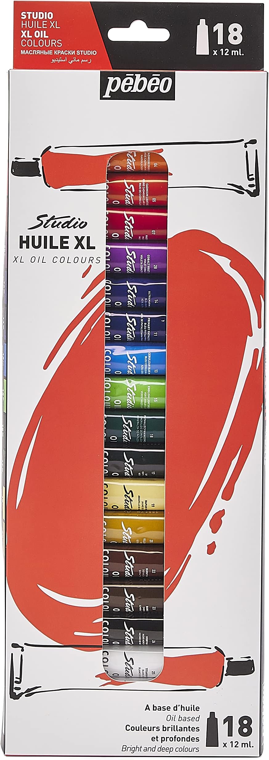 Pébéo - XL Oil Studio - Oil Paint Set for Professional Artists and Hobby Painters - 18 Colours, 12 ml, Green