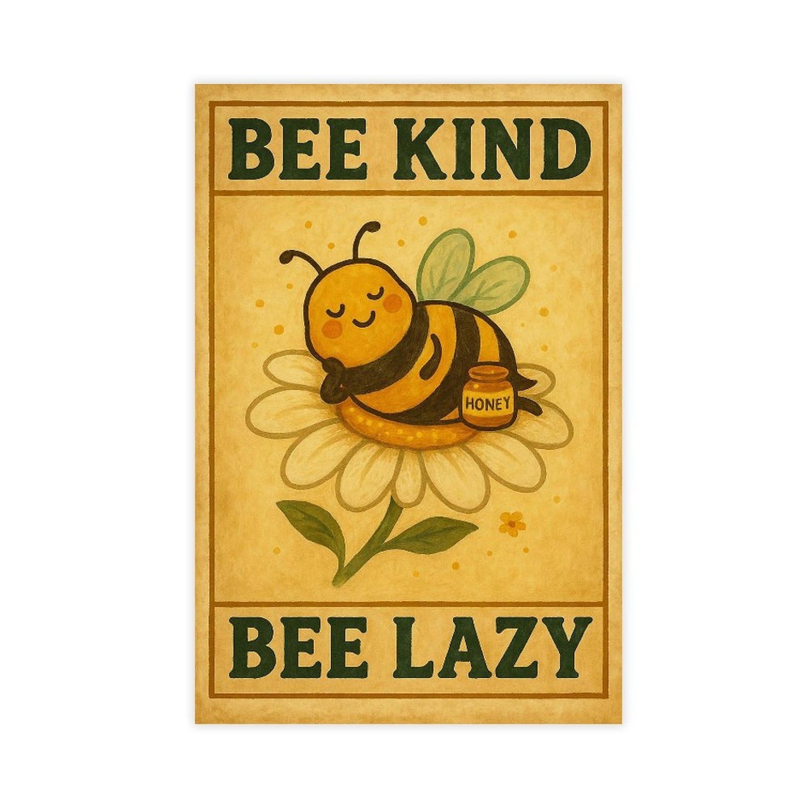 Ywtjax Unframe-Style Bee Kind Honeybee Poster Canvas Poster For Office Decor Gift