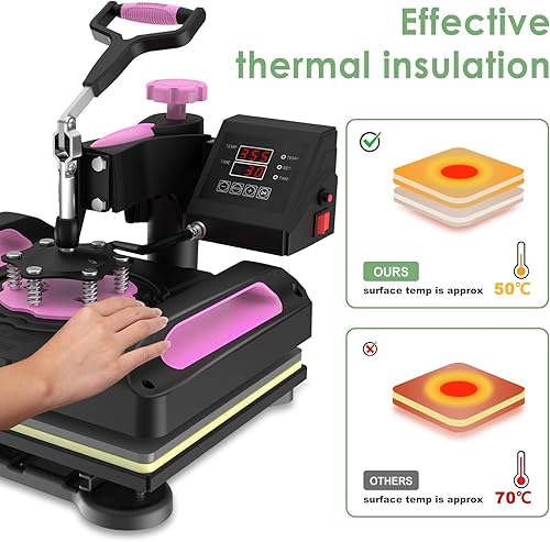 Miniatura 6 de Seeutek Máquina de prensa de calor 5 en 1 Pro de 12 x 15 pulgadas, máquina de prensado digital de camisetas de 360 grados, multifunción por
