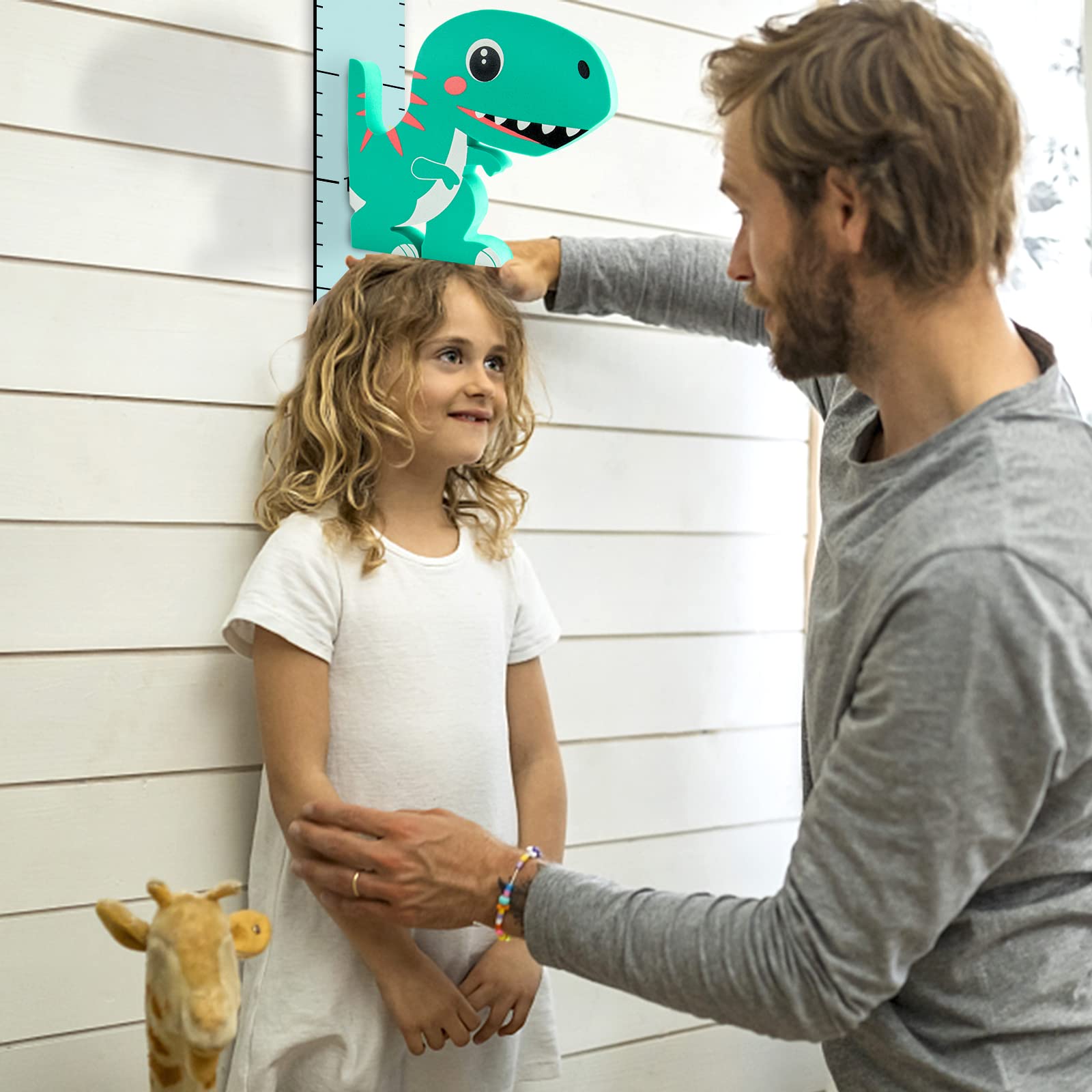 Metro da Parete per Bambini 3D Dinosauro Mobile Grafico di Crescita Tabella di Misurazione Altezza