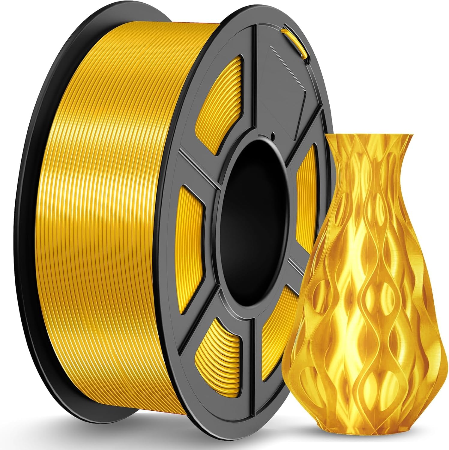 JAYO PLA Silk Filament 1.75mm, Shiny PLA 3D Drucker Filament, 1.1kg Spulen, Neatly Wound Filament, Maßgenauigkeit +/- 0.02, Silk PLA Gold
