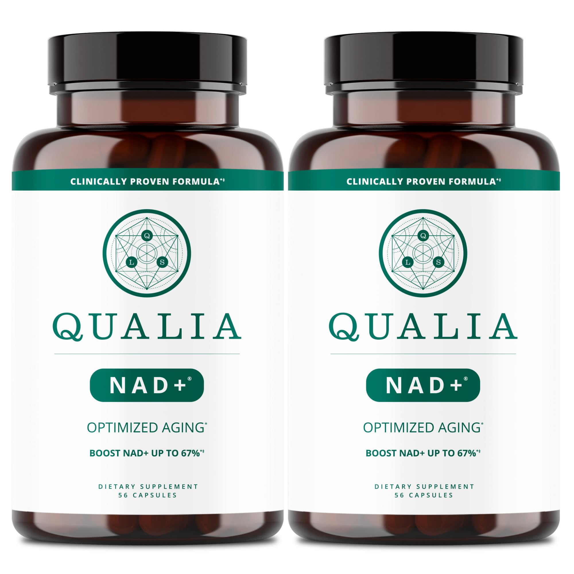 Qualia NAD+ | Longevity, DNA Repair & Cellular Energy, 3 Precursors, 2-Pack