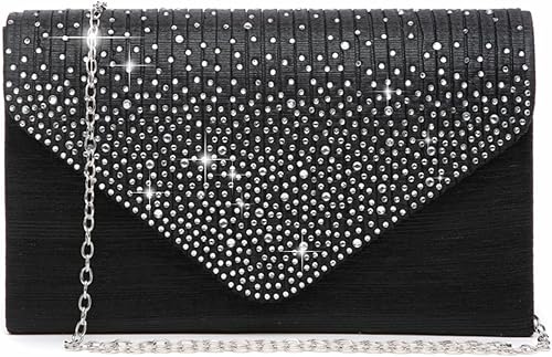 Miniatura 13 de Dasein Bolso de mano con satén satinado para mujer, tipo embrague, para noche, bandolera, bolsos, fiesta, graduación, boda, sobre Camello,Negro,Rojo