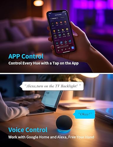 Miniatura 6 de Ailofy Retroiluminación LED Smart TV con cámara para pantallas de 40 a 50 pulgadas, tira de luces LED de 7.87 pies sincronizada con pantalla y