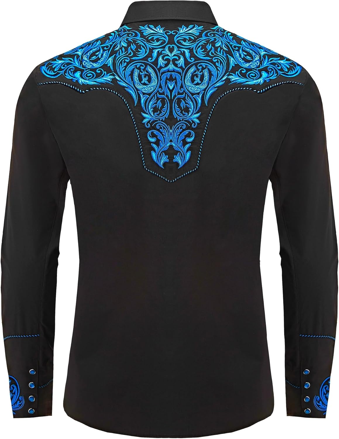 Men's Western Cowboy Shirt Embroidered Long Sleeve Casual Button Down Shirt - Image 5