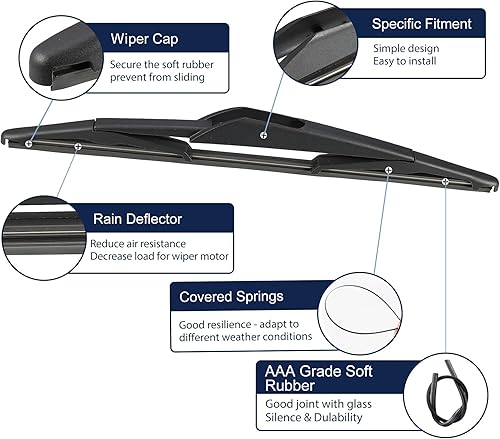 Miniatura 4 de X AUTOHAUX Repuesto de limpiaparabrisas trasero para Mini Cooper One R50 2001-2004 para Mini Cooper R53 2001-2004