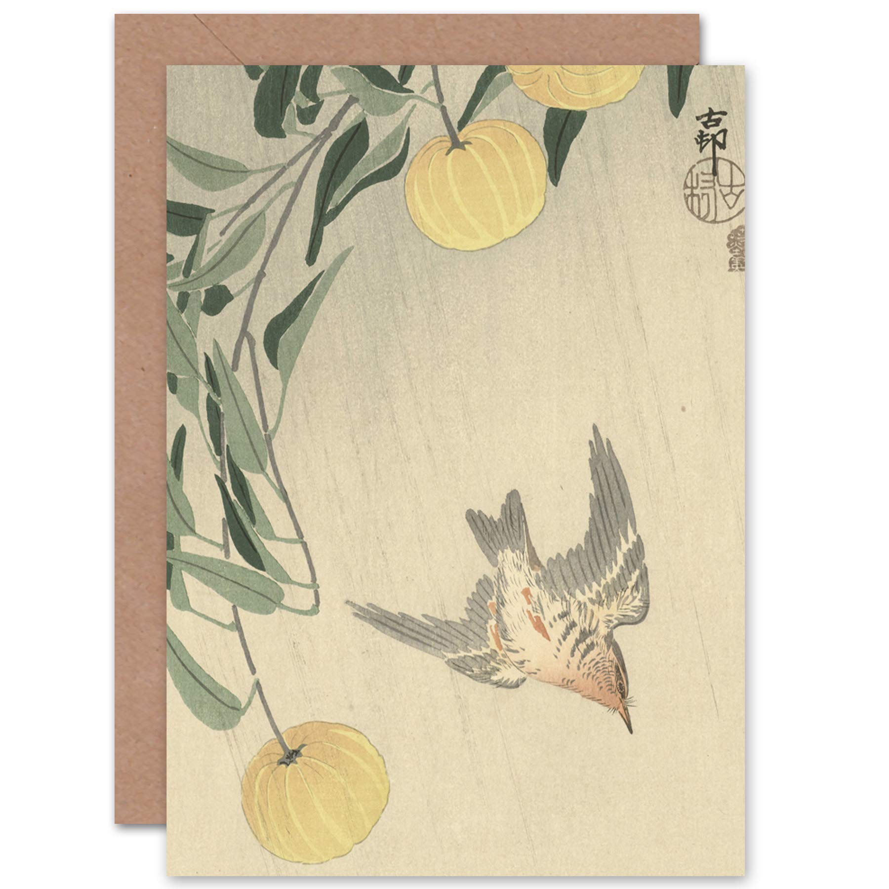 Artery8 Cuckoo In The Rain Ohara Koson Japanese Painting Fine Art Greeting Card Plus Envelope Blank Inside