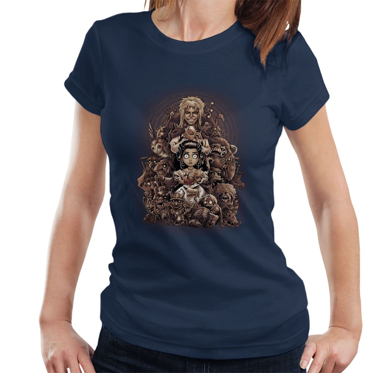 Cloud City 7 Women's Navy Labyrinth Thirteen Hours Tim Burton T-Shirt Blue